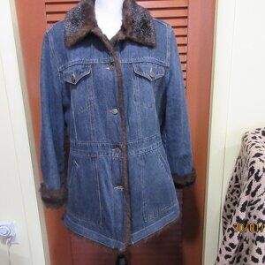 Denim faux fur women's jacket